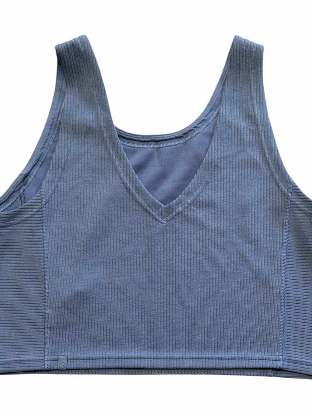 Lululemon Ribbed Softstream Light Blue Cropped Tank Top size 12 - Picture 3 of 6